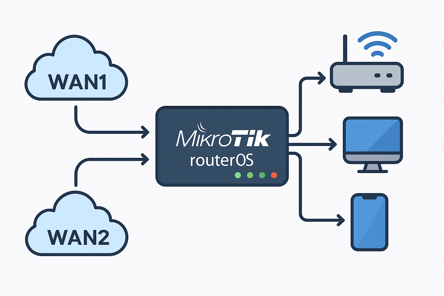 Load Balancing and Failover on Mikrotik using PCC